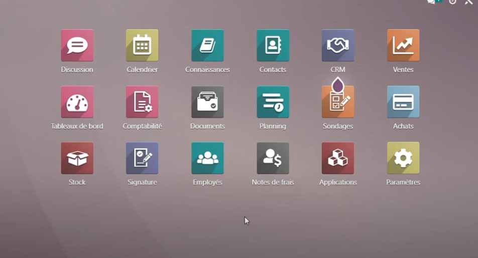 tableau de bord ERP Odoo