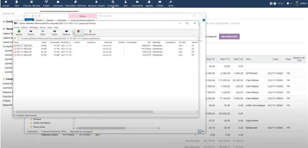 exporter données comptable dolibarr