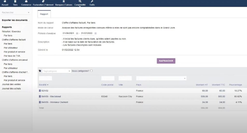 fonctionnalités module comptabilité dolibarr