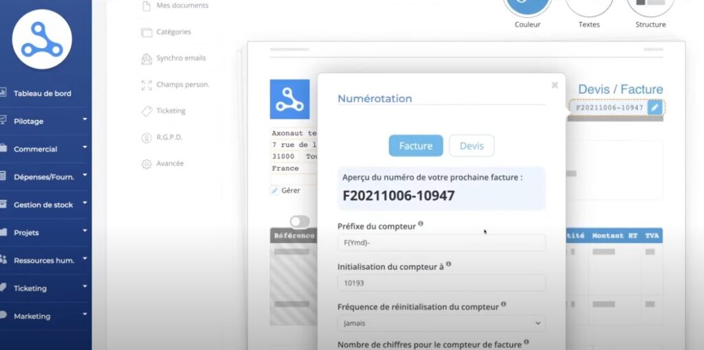 gestion compte pro axonaut