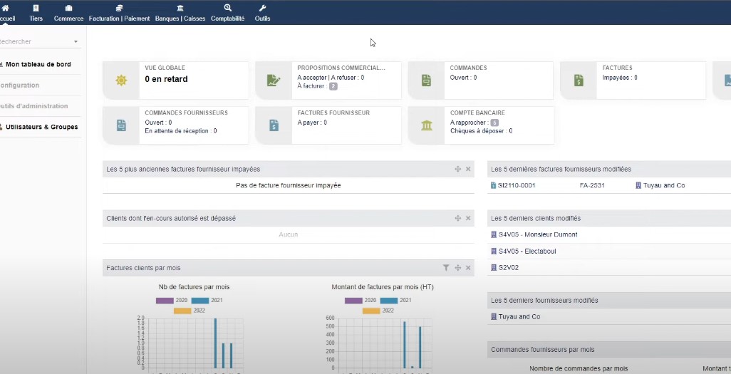 Gros plan sur le module comptabilité simplifié de Dolibarr