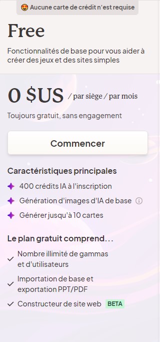 offres gamma app gratuite